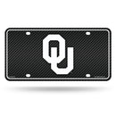 Oklahoma University - Carbon Fiber Design - Metal Auto Tag