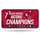 Oklahoma University 7 Time College Football Champs Metal Auto Tag