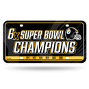 Steelers 6 Time Super Bowl Champs  Metal Auto Tag