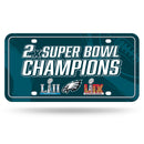 Philadelphia Eagles 2 Time Super Bowl Champions Metal Auto Tag