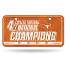 Texas University 4 Time College Football Champs Metal Auto Tag