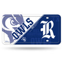 Rice Owls Split Design Metal Auto Tag