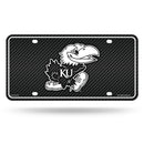 Kansas University - Carbon Fiber Design - Metal Auto Tag