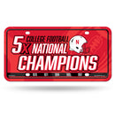 Nebraska University 5 Time College Football Champs Metal Auto Tag