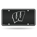 Wisconsin University - Carbon Fiber Design - Metal Auto Tag