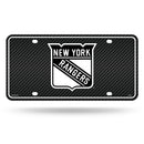 Rangers - Ny - Carbon Fiber Design - Metal Auto Tag