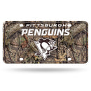 Penguins / Mossy Oak Camo Break-Up Metal Auto Tag