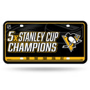 Penguins : 5 Time Stanley Cup Champs  Metal Auto Tag