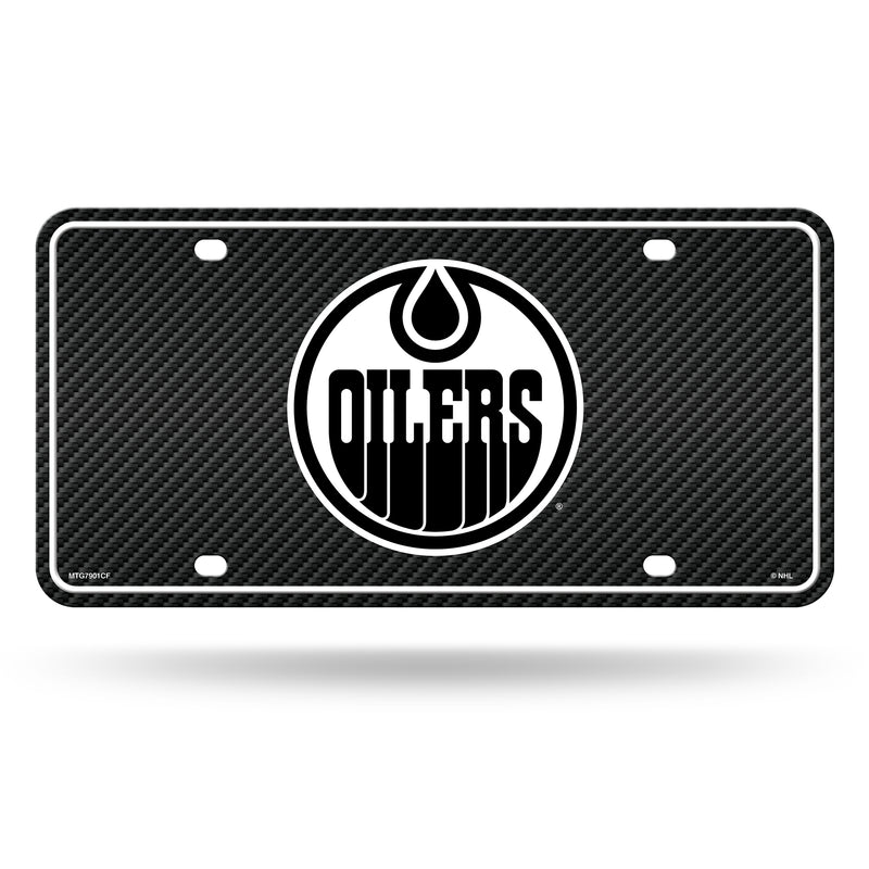 Oilers - Carbon Fiber Design - Metal Auto Tag