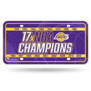 Lakers 17 Time NBA Champs Metal Auto Tag