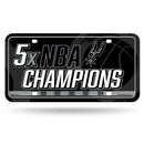 Spurs : 5 Time NBA Champs Metal Auto Tag