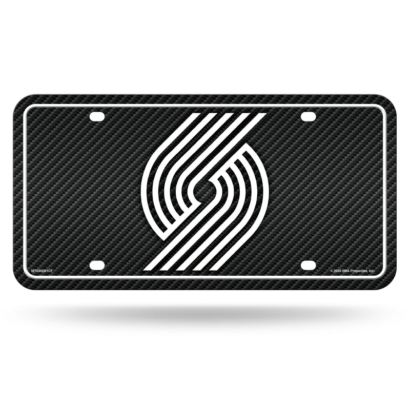 Trail Blazers - Carbon Fiber Design - Metal Auto Tag