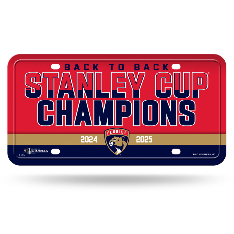 Florida Panthers 2025 Back to Back Stanley Cup Champions Metal Auto Tag