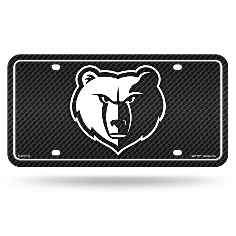 Grizzlies - Carbon Fiber Design - Metal Auto Tag