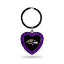 Ravens Purple Rhinestone Heart Keychain