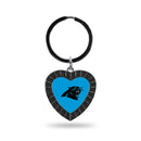 Panthers - CR Black Rhinestone Heart Keychain