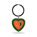Miami University Green Rhinestone Heart Keychain