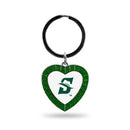 Stetson University Green Rhinestone Heart Keychain