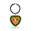 Florida A&M Green Rhinestone Heart Keychain