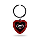 Georgia University Red Rhinestone Heart Keychain