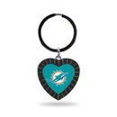 Dolphins Black Rhinestone Heart Keychain