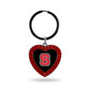 North Carolina State Red Rhinestone Heart Keychain