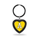 Appalachian State Black Rhinestone Heart Keychain