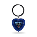 Maine University Colored Rhinestone Heart Keychain - Navy