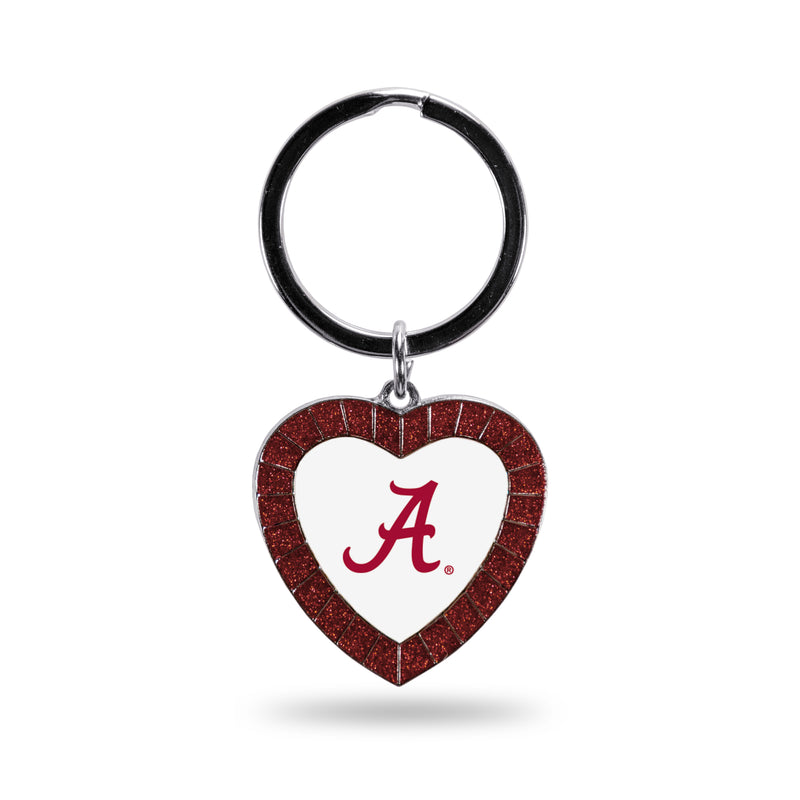 Alabama University Maroon Rhinestone Heart Keychain