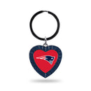 Patriots Navy Rhinestone Heart Keychain