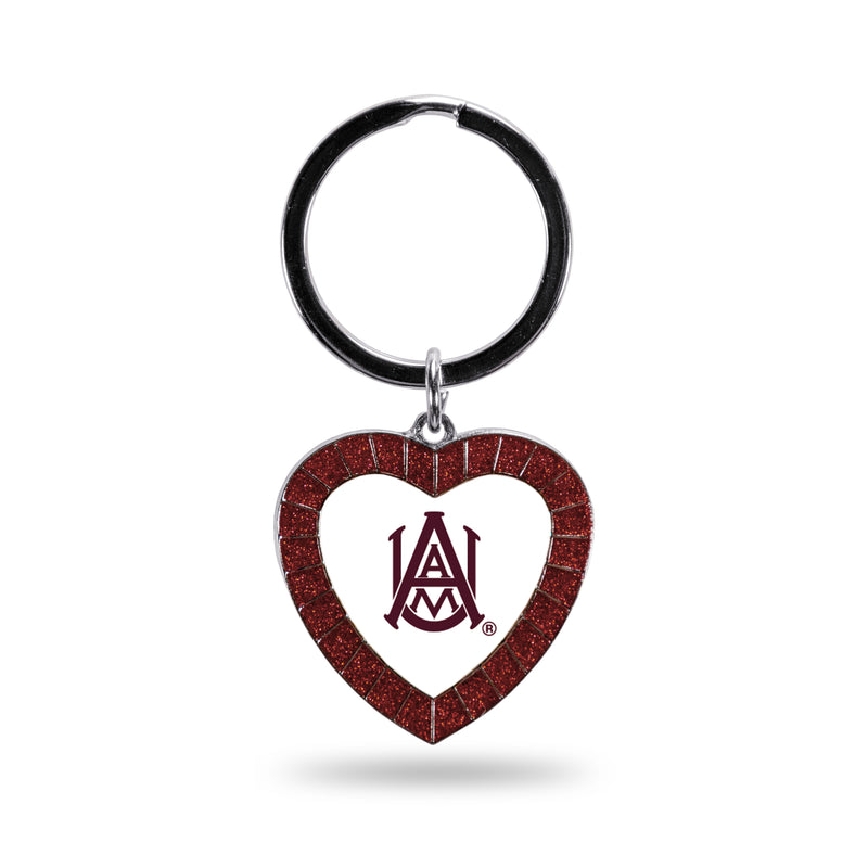 Alabama A&M Maroon Rhinestone Heart Keychain