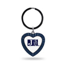 Jackson State Navy Rhinestone Heart Keychain