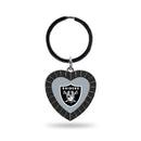 Raiders Black Rhinestone Heart Keychain
