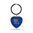Louisiana Tech Colored Rhinestone Heart Keychain - Red