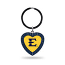 East Tennessee State Navy Rhinestone Heart Keychain
