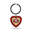 49ers Red Rhinestone Heart Keychain