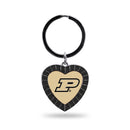 Purdue Black Rhinestone Heart Keychain