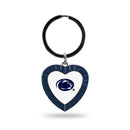 Penn State Navy Rhinestone Heart Keychain