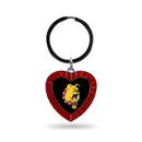 Ferris State Red Rhinestone Heart Keychain