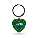 New York Jets Colored Rhinestone Heart Keychain - Green