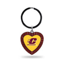 Central Michigan Maroon Rhinestone Heart Keychain