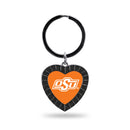 Oklahoma State Black Rhinestone Heart Keychain