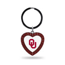 Oklahoma University Maroon Rhinestone Heart Keychain