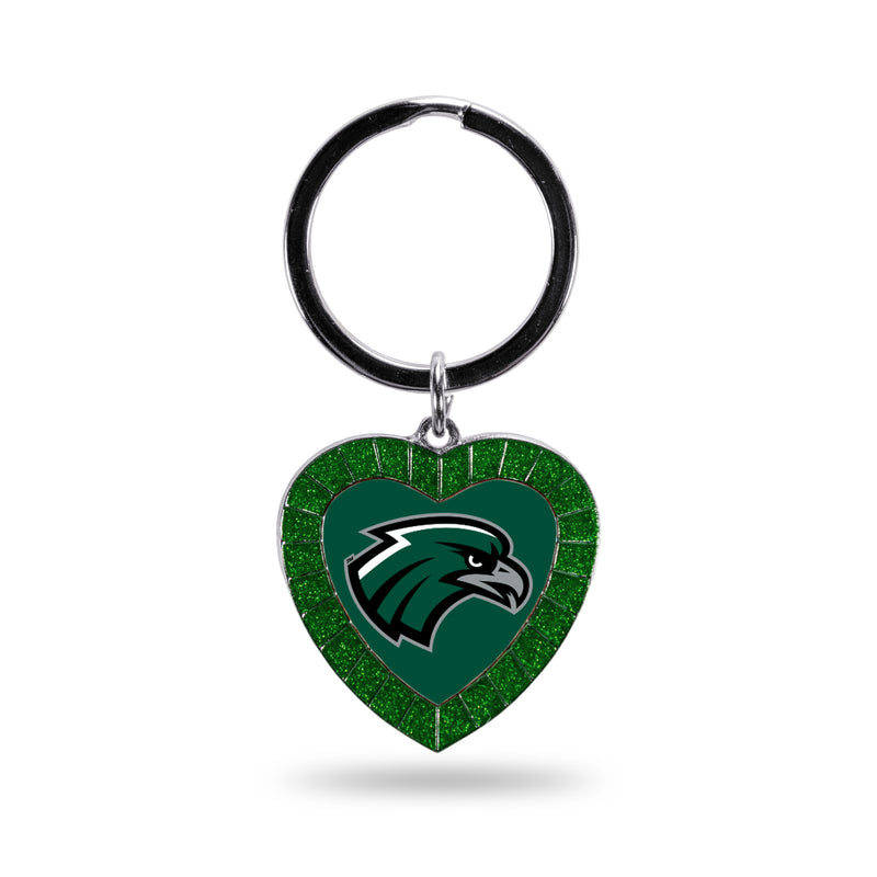 Northeastern State Colored Rhinestone Heart Keychain - Green