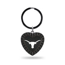 Texas University - Carbon Fiber Design - Black Rhinestone Heart Keychain