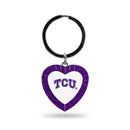 Tcu Purple Rhinestone Heart Keychain