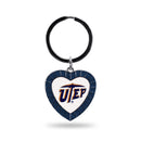 TexasAT El Paso, The University Of (Utep) Navy Rhinestone Heart Keychain