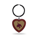 Texas State Maroon Rhinestone Heart Keychain