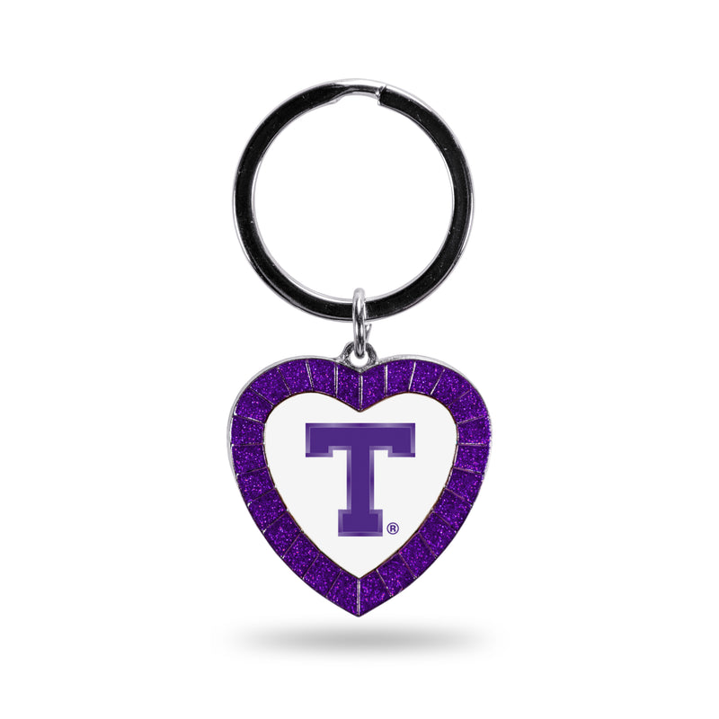 Tarleton State Purple Rhinestone Heart Keychain