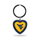 West Virginia University Navy Rhinestone Heart Keychain